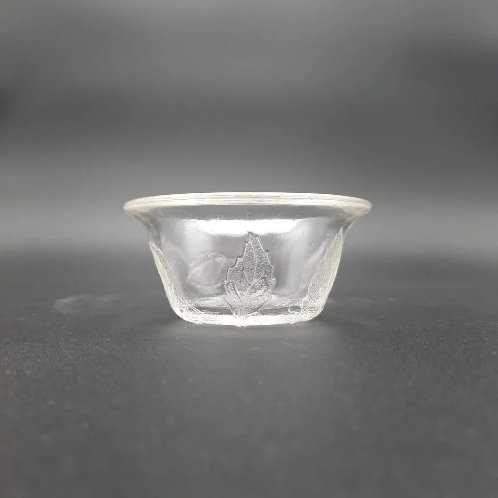 Vintage‎ Clear Glass Dessert Bowls Set of 3 – Floral & Leaf Embossed Pattern